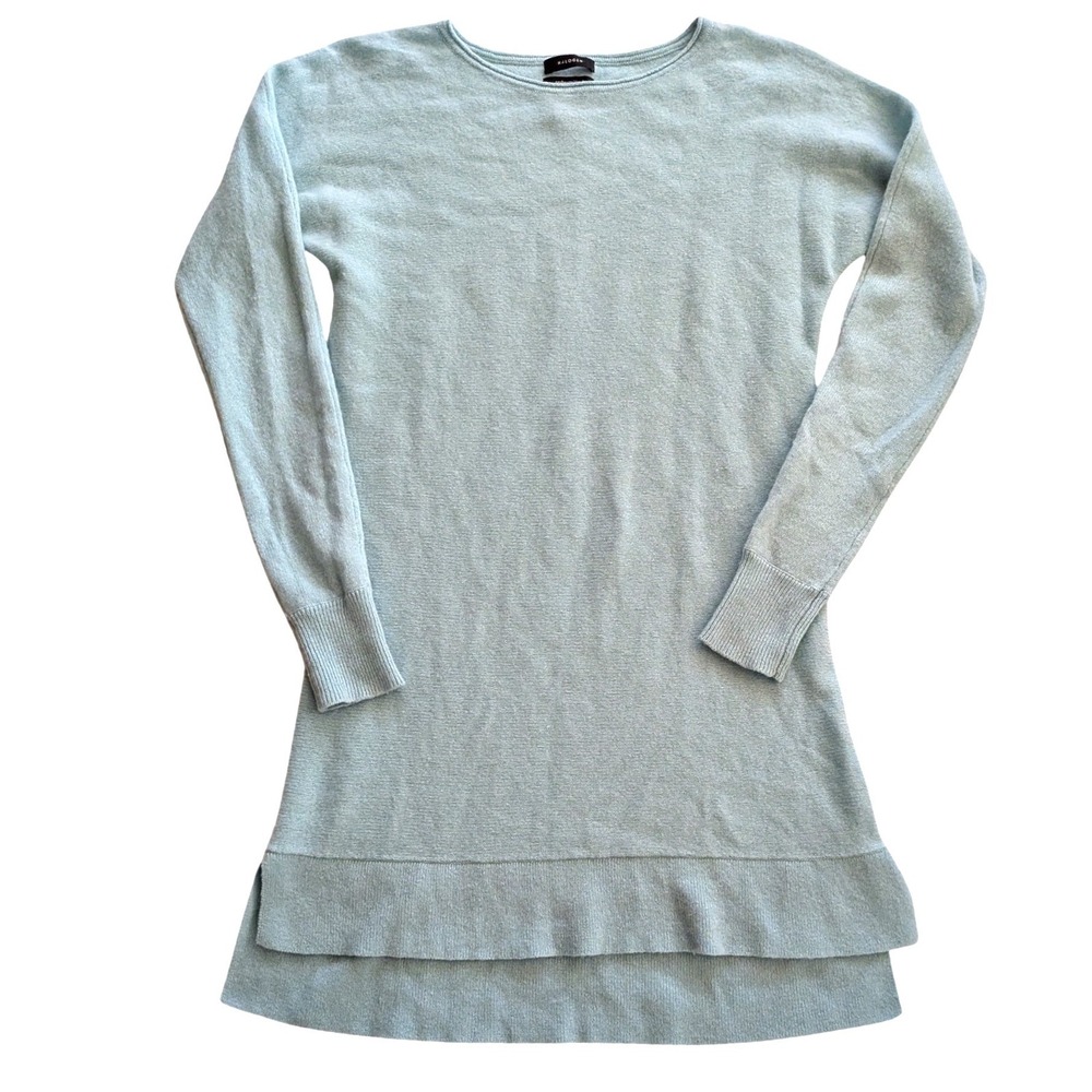 HALOGEN Light Blue Wool Cashmere Blend Tunic Sweater XS Luxury Coquette Pastel